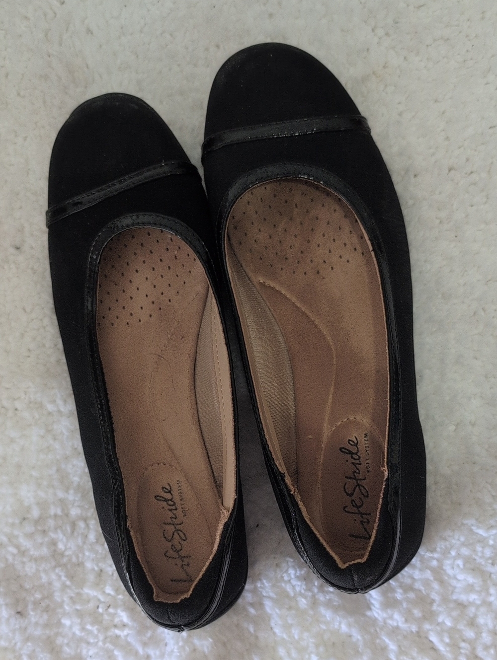 Life Stride Black Slip-On Comfort Ballet Flats